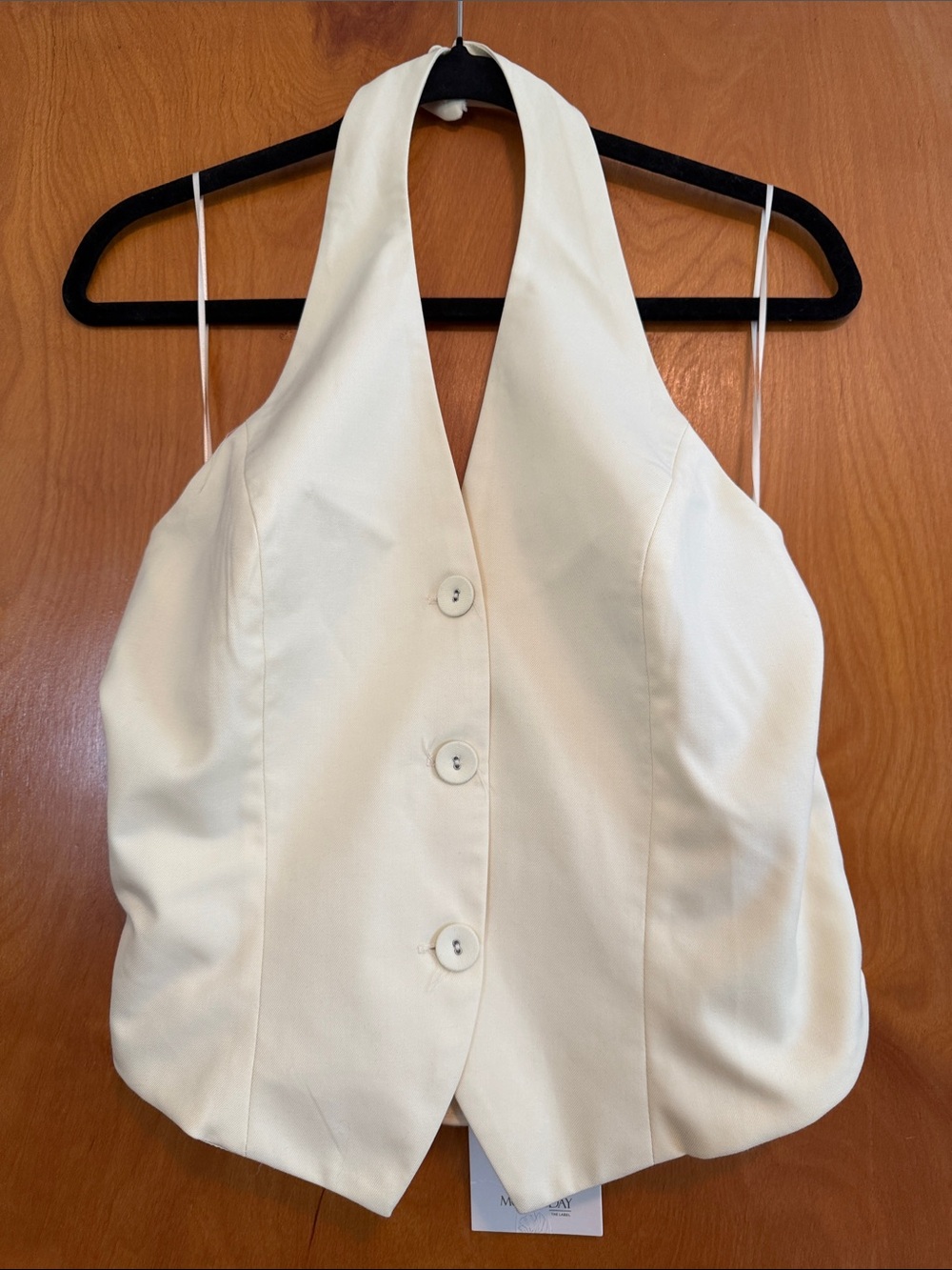 Pale Yellow Halter Button-Front Women's Camisole